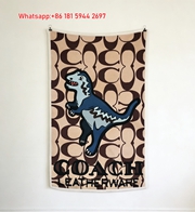 Coach Blue T-Rex Monogram Flannel Throw Blanket C029